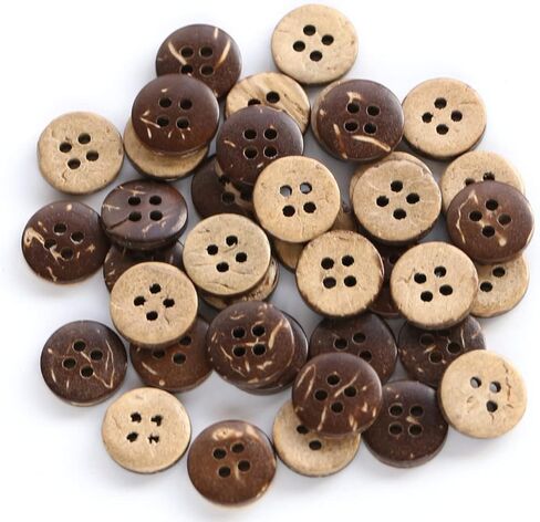 Coconut Shell Buttons Small Size 1/2 Inch (12.5mm) 4 Holes Coconut Button for Shirt Sewing or DIY Crafts Pack of 200pcs in Saudi Arabia