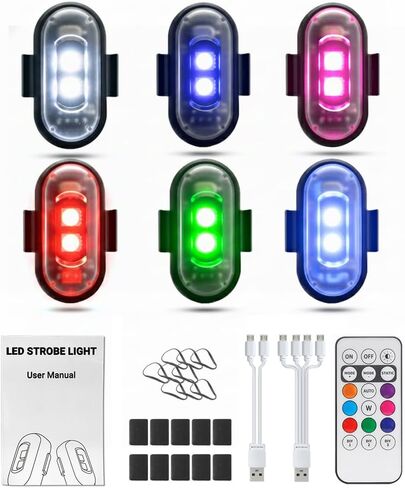 High Brightness Wireless Led Strobe Lights with Remote Control for Car, 8pcs Rechargeable Mini Footwell Emergency Lights for Vehicles Motorcycle,RGB Led Aircraft Drone Strobe Light for Night Flying in Saudi Arabia