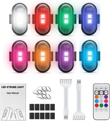ارتفاع مصابيح LED Wireless LED مع التحكم عن بعد للسيارة ، 8pcs قابلة لإعادة الشحن مصابيح الطوارئ في المركبات للدراجة النارية ، RGB LED طائرة بدون طيار in Kuwait
