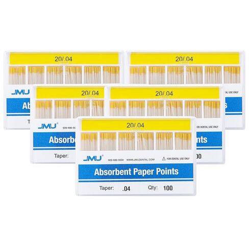 JMU 5 Pack Absorbent Paper Points .04 Taper #20, Spill-Proof Box, 100pcs/Pack in Saudi Arabia