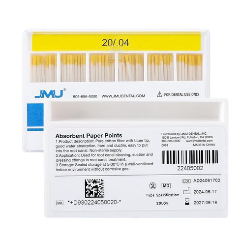 JMU 5 Pack Absorbent Paper Points .04 Taper #20, Spill-Proof Box, 100pcs/Pack in Saudi Arabia