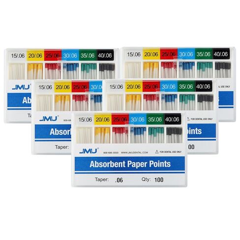 JMU 5 Pack Absorbent Paper Points .04 Taper #20, Spill-Proof Box, 100pcs/Pack in Saudi Arabia