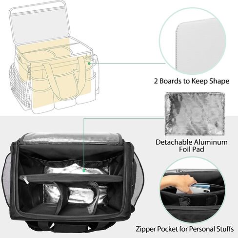 LoDrid Rolling Cleaning Caddy with Lid, Cleaning Supplies Organizer with Detachable Trolley, Cleaning Caddy Cart on Wheels with Handle and Shoulder Strap for Housekeepers, Black, Bag Only in Saudi Arabia