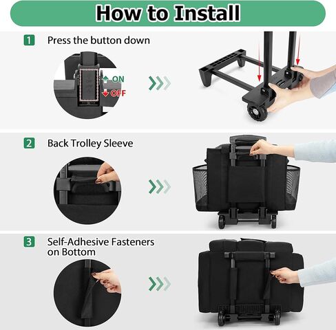 LoDrid Rolling Cleaning Caddy with Lid, Cleaning Supplies Organizer with Detachable Trolley, Cleaning Caddy Cart on Wheels with Handle and Shoulder Strap for Housekeepers, Black, Bag Only in Saudi Arabia