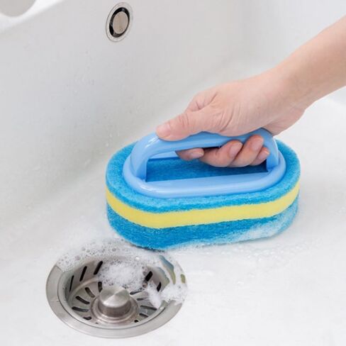 Thickened Cleaning Brush with Handle Kitchen Sponge Scrubber Cleaning Tool in Saudi Arabia