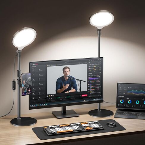 Desk Ring Light with Stand, Adjustable Desktop Light with Phone Holder for Video Calls, Zoom Lighting for Computer/Laptop/Conference/Webcam, Video Light for Recording, Podcast,Photography in Kuwait