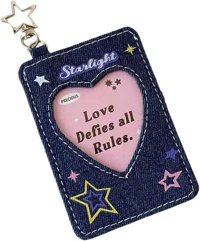 حامل بطاقة KPOP مع سلسلة المفاتيح Y2K Star 3 بوصة لطيف Mini بطاقة هوية حامل بطاقة قرطاسية الحامي (لون فاتح) in Kuwait