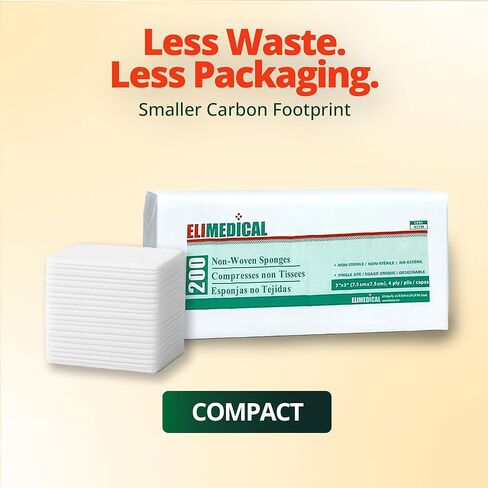 Elimedical Non-Woven Gauze Sponges 3x3, Non-Sterile, 4-ply 800pcs/box (4 Packs of 200/pkg) (3 inch X 3 inch) in Saudi Arabia