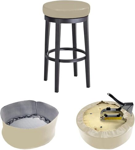 Bar Stool Replacement Cover Round DIY Staple On Heavy Duty Commercial Vinyl Restaurant Kitchen Office Exam Chair (14 inch Diameter, Black) in Saudi Arabia