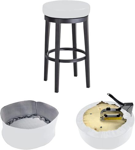 Bar Stool Replacement Cover Round DIY Staple On Heavy Duty Commercial Vinyl Restaurant Kitchen Office Exam Chair (14 inch Diameter, Black) in Saudi Arabia