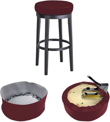 Bar Stool Replacement Cover Round DIY Staple On Heavy Duty Commercial Vinyl Restaurant Kitchen Office Exam Chair (14 inch Diameter, Black) in Saudi Arabia