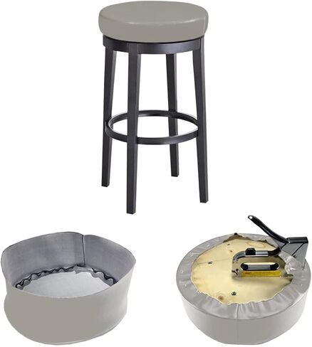 Bar Stool Replacement Cover Round DIY Staple On Heavy Duty Commercial Vinyl Restaurant Kitchen Office Exam Chair (14 inch Diameter, Black) in Saudi Arabia