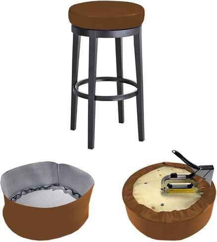 Bar Stool Replacement Cover Round DIY Staple On Heavy Duty Commercial Vinyl Restaurant Kitchen Office Exam Chair (14 inch Diameter, Black) in Saudi Arabia
