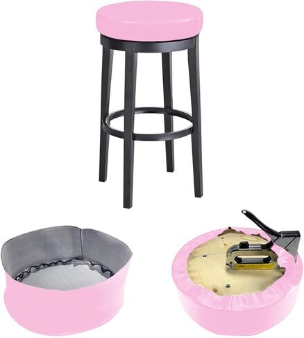 Bar Stool Replacement Cover Round DIY Staple On Heavy Duty Commercial Vinyl Restaurant Kitchen Office Exam Chair (14 inch Diameter, Black) in Saudi Arabia
