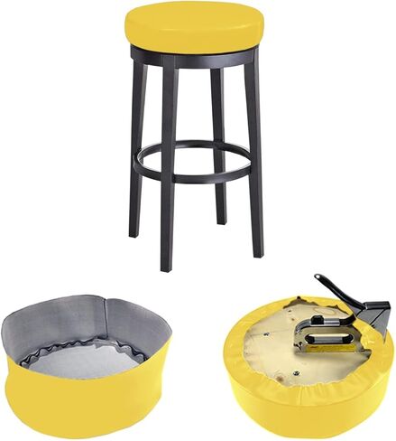 Bar Stool Replacement Cover Round DIY Staple On Heavy Duty Commercial Vinyl Restaurant Kitchen Office Exam Chair (14 inch Diameter, Black) in Saudi Arabia