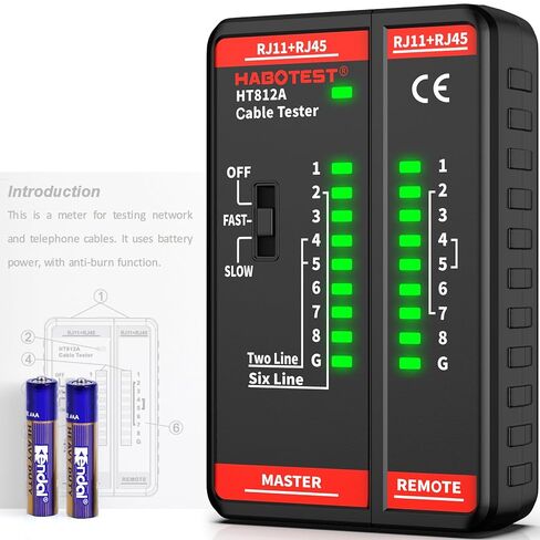 Network Ethernet Cable Tester for LAN RJ45 RJ11 CAT5 CAT5E CAT6 CAT6A CAT7, Ethernet Wire Tester Tool UTP/STP Continuity Test for Telephone Line Finder Home Repair (HT812A) in Saudi Arabia