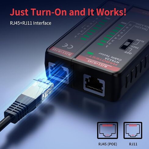 Network Ethernet Cable Tester for LAN RJ45 RJ11 CAT5 CAT5E CAT6 CAT6A CAT7, Ethernet Wire Tester Tool UTP/STP Continuity Test for Telephone Line Finder Home Repair (HT812A) in Saudi Arabia
