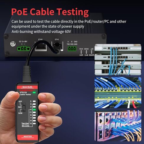 Network Ethernet Cable Tester for LAN RJ45 RJ11 CAT5 CAT5E CAT6 CAT6A CAT7, Ethernet Wire Tester Tool UTP/STP Continuity Test for Telephone Line Finder Home Repair (HT812A) in Saudi Arabia