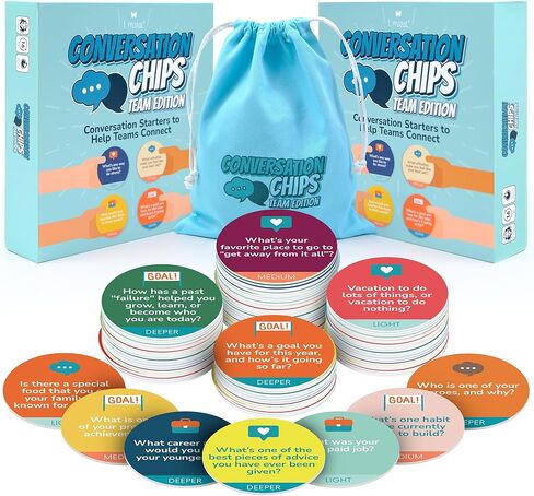 T Marie Challing Chips Building Game - Fun Ice Breaker للعمل - مبتدئين في المحادثة ونشاط بناء الفريق - 200 مطالبة بتعزيز الترابط الجماعي والتعرف على زملائك في العمل in Kuwait