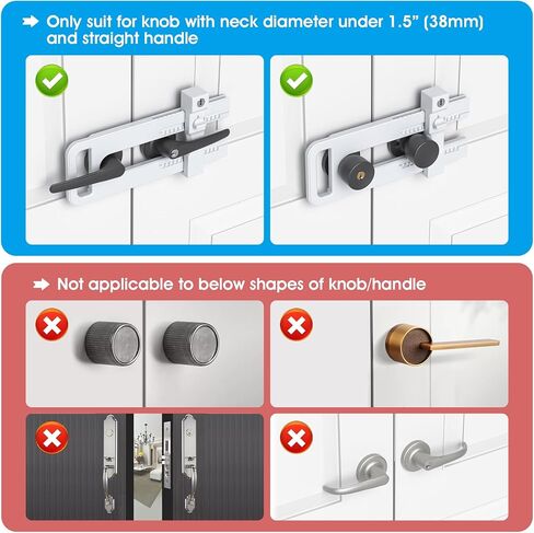 AST Double Door Lockout Device, French Door Reinforcement Lock with 3 Keys, Lockout to Double Door Knobset and Handleset, Childproof Door Lock, Premium Version (Matte White with Keyed Differ) in Saudi Arabia