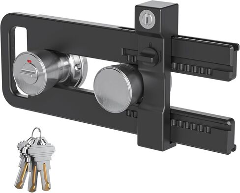 AST Double Door Lockout Device, French Door Reinforcement Lock with 3 Keys, Lockout to Double Door Knobset and Handleset, Childproof Door Lock, Premium Version (Matte White with Keyed Differ) in Saudi Arabia
