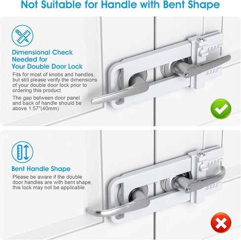 AST Double Door Security Lock, Keyed French Door Lockout Device, Reinforcement Lock for Knobs and Handle, Prevent Kick Ins, Childproof, Kids Proof Barricade (Matte White with Snib and Cylinder) in Saudi Arabia