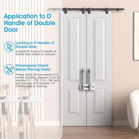 AST Double Door Security Lock, Keyed French Door Lockout Device, Reinforcement Lock for Knobs and Handle, Prevent Kick Ins, Childproof, Kids Proof Barricade (Matte White with Snib and Cylinder) in Saudi Arabia