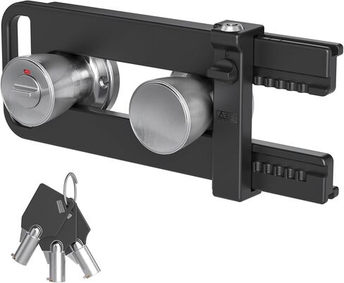 AST Double Door Security Lock, Keyed French Door Lockout Device, Reinforcement Lock for Knobs and Handle, Prevent Kick Ins, Childproof, Kids Proof Barricade (Matte White with Snib and Cylinder) in Saudi Arabia
