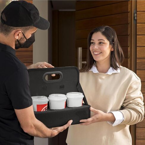 Portable Drink Carrier with Handle, 6 Cup Reusable Drink Carrier for Delivery,Foldable Cup Coffee Carrier, Cocktails, Wine, Safely Secures Hot and Cold Beverages - for Delivery and Take Out in Saudi Arabia