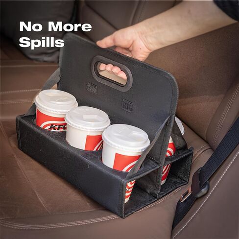 Portable Drink Carrier with Handle, 6 Cup Reusable Drink Carrier for Delivery,Foldable Cup Coffee Carrier, Cocktails, Wine, Safely Secures Hot and Cold Beverages - for Delivery and Take Out in Saudi Arabia