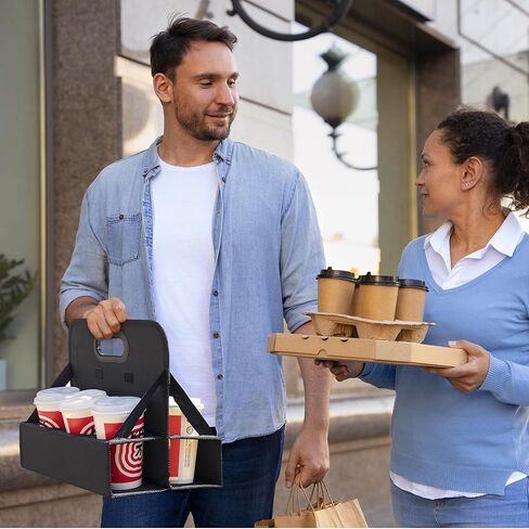 Portable Drink Carrier with Handle, 6 Cup Reusable Drink Carrier for Delivery,Foldable Cup Coffee Carrier, Cocktails, Wine, Safely Secures Hot and Cold Beverages - for Delivery and Take Out in Saudi Arabia