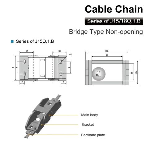 سلسلة كابل النقل 15x20 15x30 18x25 18x37 نوع الجسر بلاستيك غير قابل للفتح (48 مم، 15 × 30 مم) in Kuwait