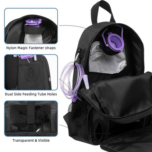 Feeding Tube Backpack for Feeding Tube G Tube J Tube GJ Tube Backpack - 15.8 Inch Gtube Feeding Backpack Modified Enteral Feeding Pump Backpack for Teenagers/Adults (Black, Big) in Saudi Arabia