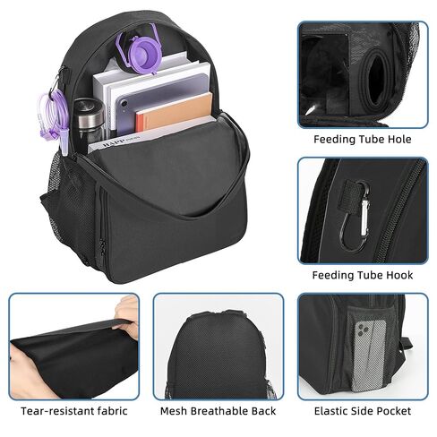 Feeding Tube Backpack for Feeding Tube G Tube J Tube GJ Tube Backpack - 15.8 Inch Gtube Feeding Backpack Modified Enteral Feeding Pump Backpack for Teenagers/Adults (Black, Big) in Saudi Arabia
