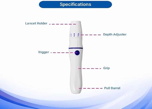 Lancing Device Pen & 100 Round Lancets (Compatible with All Bands of Glucometers) in Saudi Arabia