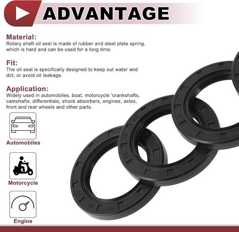 5 Pcs Rotary Shaft Seal High Pressure Oil Seal 25x42x7mm Black Nitrile 70 Durometer Rubber in Saudi Arabia