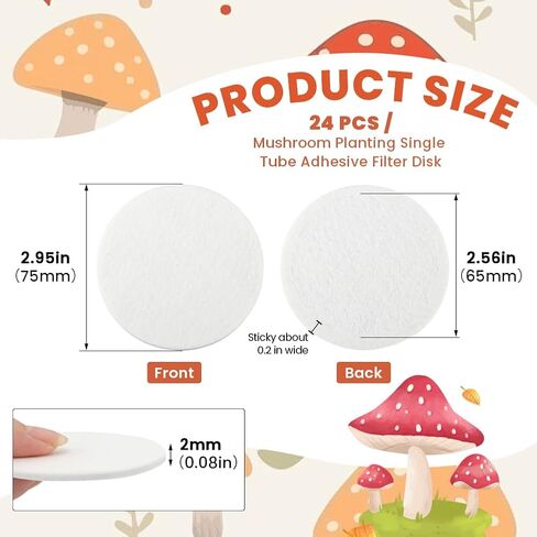 24 Pcs 2.5" Monotub Adhesive Filter Disks, 2MM Thick Synthetic Filter Paper Stickers, Monotub Filters for Mushroom Growing Supplies Filters Pad Replacements(2mm) in Saudi Arabia