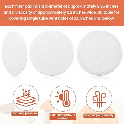 24 Pcs 2.5" Monotub Adhesive Filter Disks, 2MM Thick Synthetic Filter Paper Stickers, Monotub Filters for Mushroom Growing Supplies Filters Pad Replacements(2mm) in Saudi Arabia