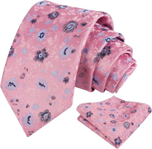 Alizeal Mens 3.15inches Light Color Rustic Tie with Flower Printed Handkerchief in Saudi Arabia