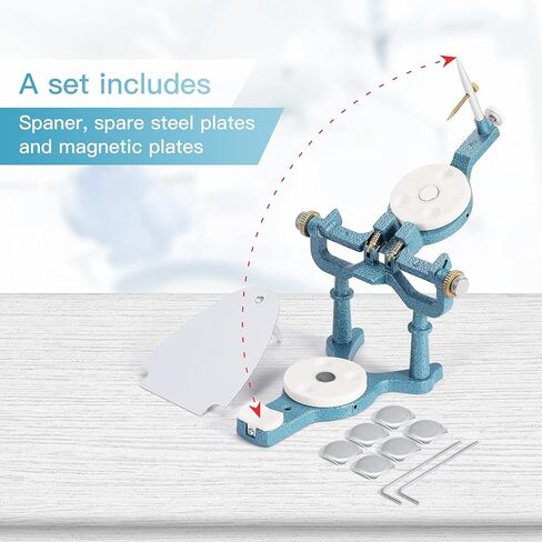 Annhua Dental Articulator Magnetic Dentist Articulator Denture with 6 Metal Plates and 2 Allen Keys, Large Size Type C Alloy Articulators for Dentures Laboratory, and Students Learning in Saudi Arabia