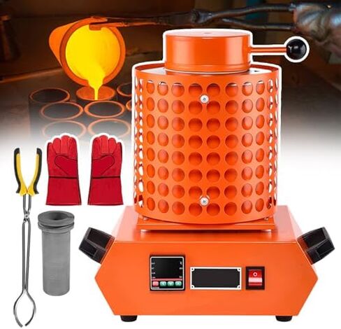 2026 فرن صهر كهربائي للفضة والنحاس والألمنيوم - ذوبان سريع (25-35 دقيقة)، يتضمن بوتقة جرافيت، شبكة معزولة، قفازات، ملقط، سعة 3 كجم، عرض درجة الحرارة in Kuwait