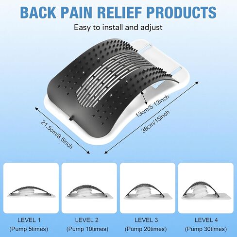SEXIEE Back Stretcher, Pneumatic Inflatable Lumbar Support Board with Hand Pump & Release Valve, Stepless Height Adjustment, Decompression-Style Stretching, Cracking Device Alternative (Black) in Saudi Arabia