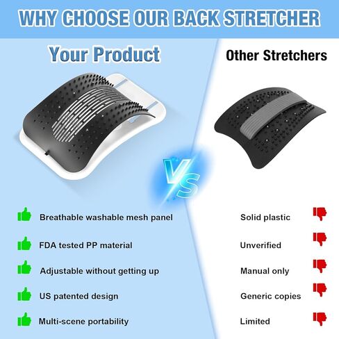 SEXIEE Back Stretcher, Pneumatic Inflatable Lumbar Support Board with Hand Pump & Release Valve, Stepless Height Adjustment, Decompression-Style Stretching, Cracking Device Alternative (Black) in Saudi Arabia
