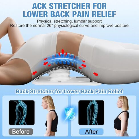 SEXIEE Back Stretcher, Pneumatic Inflatable Lumbar Support Board with Hand Pump & Release Valve, Stepless Height Adjustment, Decompression-Style Stretching, Cracking Device Alternative (Black) in Saudi Arabia
