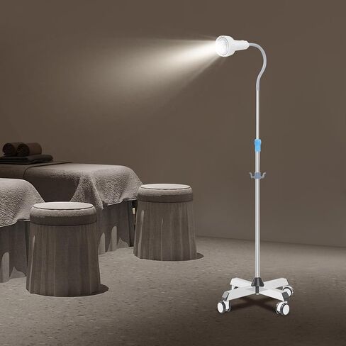 مصباح الفحص الطبي مع حامل، مصباح الفحص الجراحي LED المحمول مع ارتفاع قابل للتعديل، ضوء معقوفة مرن، ضوء مساعد للفم بحامل أرضي لمستشفيات الأسنان وأمراض النساء in Kuwait
