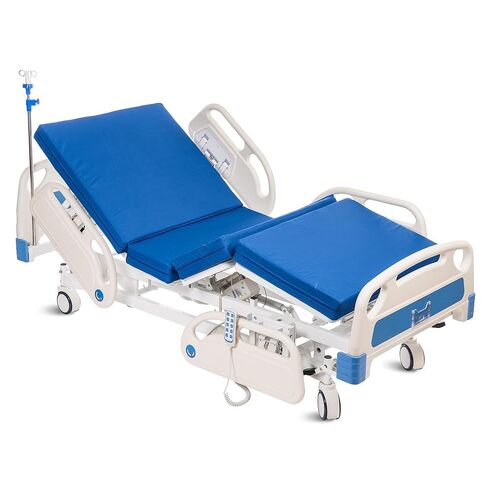 Real Relax Premium 3 Function Full Electric Hospital Bed (with Mattress & IV Pole), Premium Medical Hospital Beds, with Locking Casters, Motor, 530LBS Loading, Includes Sheets (2X) in Saudi Arabia