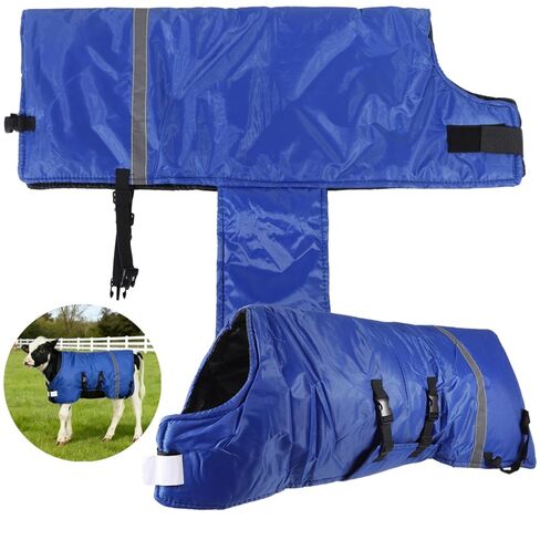 2 PCS Calf Goat Blanket Jacket, Thick Calf Goat Coat for Winter, Oxford Cloth Warming Blanket, Double Sided Waterproof, Windproof Livestock Blanket for Cold Weather (Blue) in Saudi Arabia