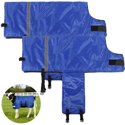 2 PCS Calf Goat Blanket Jacket, Thick Calf Goat Coat for Winter, Oxford Cloth Warming Blanket, Double Sided Waterproof, Windproof Livestock Blanket for Cold Weather (Blue) in Saudi Arabia