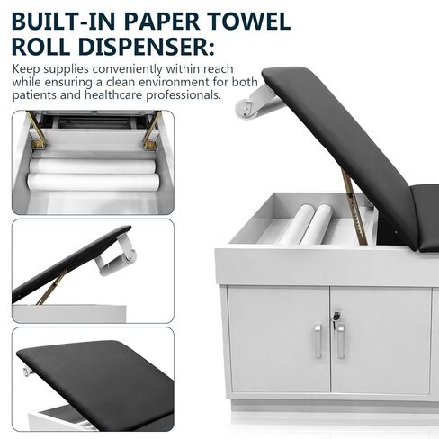 GOTBRAN Medical Exam Table with Drawers, Built in Stool, Cabinet, Leg Rest & Paper Towel Dispenser - Adjustable Medical Treatment Table with Storage, 72" L x 31" H x 28" W in Saudi Arabia