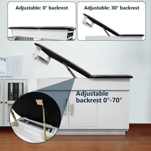 GOTBRAN Medical Exam Table with Drawers, Built in Stool, Cabinet, Leg Rest & Paper Towel Dispenser - Adjustable Medical Treatment Table with Storage, 72" L x 31" H x 28" W in Saudi Arabia